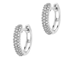 Kolczyki z białego złota z diamentami - koła - 0,20 ct - próba 585