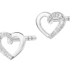 Kolczyki z białego złota z diamentami - serca - 0,005 ct - próba 375