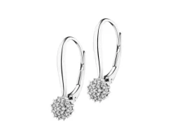 Kolczyki z białego złota z diamentami - 0,12 ct - próba 585