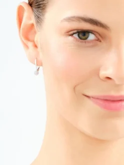 Kolczyki z białego złota z diamentami - 0,12 ct - próba 585