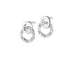 Kolczyki z białego złota z diamentami - 0,04 ct - próba 585