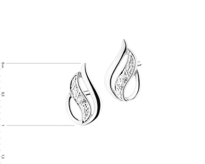 Kolczyki z białego złota z brylantami - 0,01 ct - próba 375