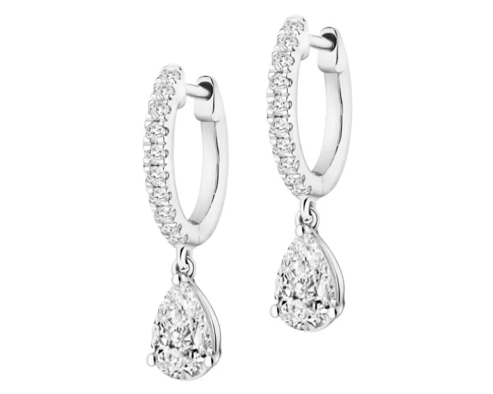 Kolczyki z białego złota z diamentami laboratoryjnymi - 1,28 ct - próba 585