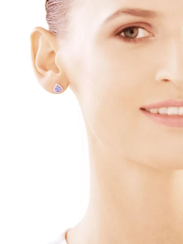 Kolczyki z białego złota z brylantami i tanzanitami - próba 585