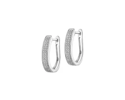 Kolczyki z białego złota z diamentami - koła - 0,16 ct - próba 585