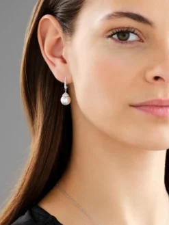 Kolczyki z białego złota z brylantami i perłami South Sea - próba 750