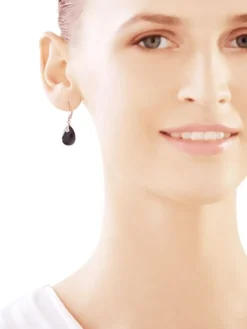 Kolczyki z białego złota z diamentami i onyksami - próba 585