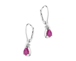 Kolczyki z białego złota z diamentami i rubinami - próba 585