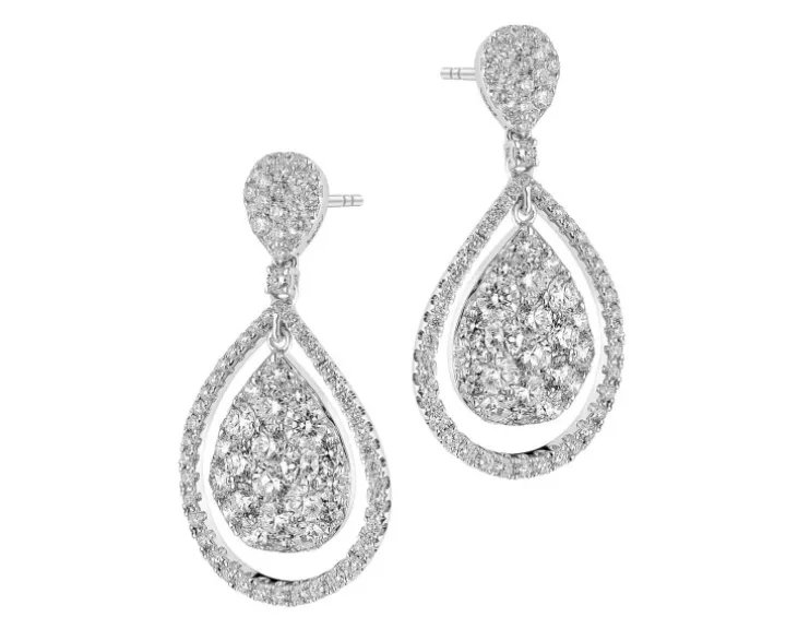 Kolczyki z białego złota z brylantami - 4,29 ct - próba 750