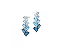 Kolczyki z białego złota z brylantami i topazami - próba 585