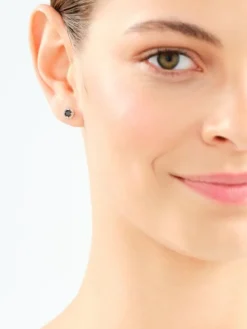 Kolczyki z białego złota z diamentami i szafirami - próba 375