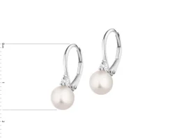 Kolczyki z białego złota z diamentami i perłami - próba 585