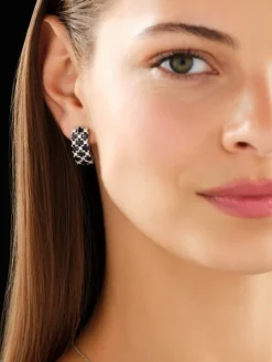 Kolczyki z białego złota z brylantami i szafirami - próba 585