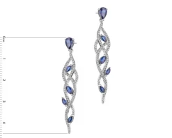 Kolczyki z białego złota z brylantami i szafirami - próba 585