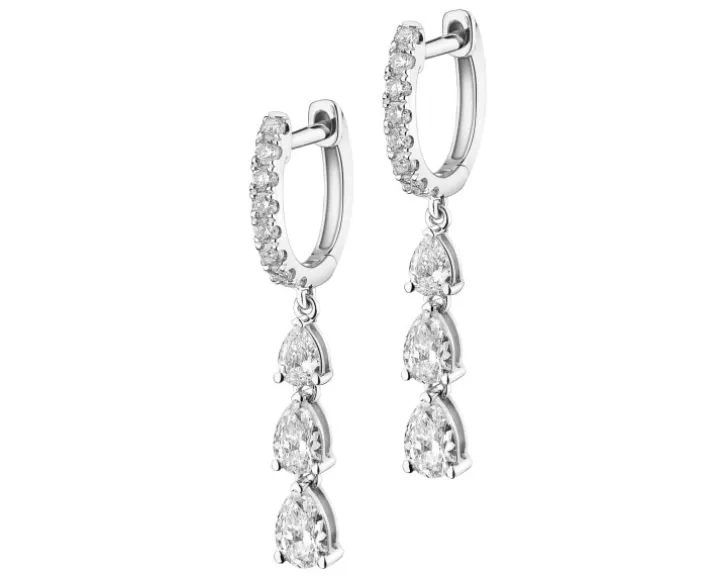 Kolczyki z białego złota z diamentami - 1,07 ct - próba 585