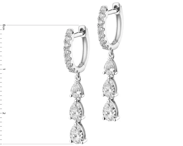 Kolczyki z białego złota z diamentami - 1,07 ct - próba 585