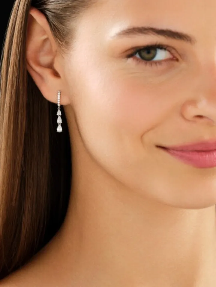 Kolczyki z białego złota z diamentami - 1,07 ct - próba 585