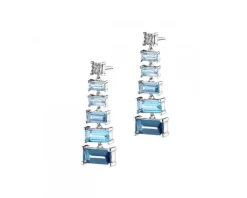 Kolczyki z białego złota z diamentami i topazami - próba 585