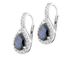 Kolczyki z białego złota z brylantami i szafirami - próba 585