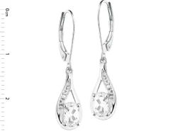 Kolczyki z białego złota z diamentami i topazami białymi - próba 585