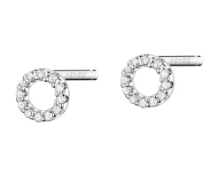 Kolczyki z białego złota z diamentami - koła - 0,05 ct - próba 375