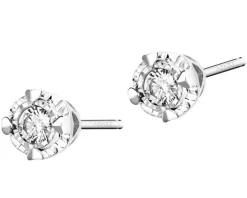 Kolczyki z białego złota z brylantami - serca - 0,12 ct - próba 585