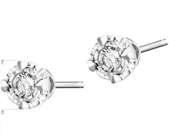 Kolczyki z białego złota z brylantami - serca - 0,12 ct - próba 585