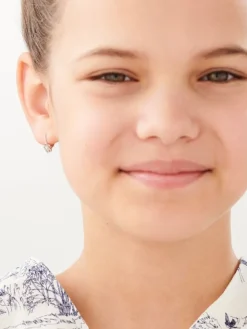 Kolczyki z białego złota z diamentami - kwiaty - 0,01 ct - próba 585