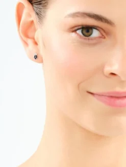 Kolczyki z białego złota z diamentami i szafirami - próba 585