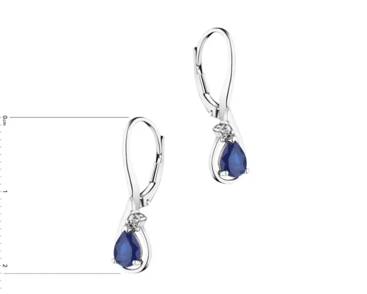 Kolczyki z białego złota z diamentami i szafirami - próba 585