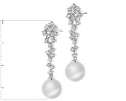 Kolczyki z białego złota z brylantami i perłami South Sea - próba 585