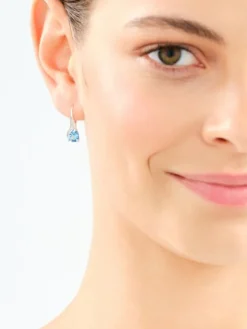 Kolczyki z białego złota z diamentami i topazami - próba 375