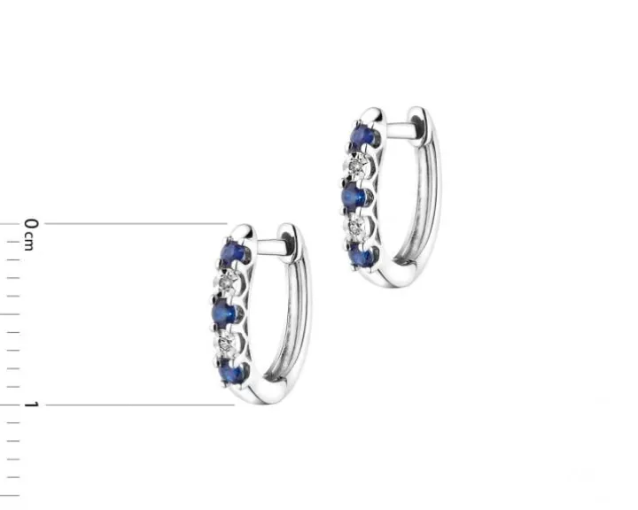 Kolczyki z białego złota z diamentami i szafirami - próba 585
