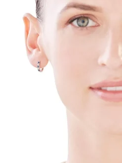 Kolczyki z białego złota z diamentami i szafirami - próba 585