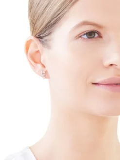 Kolczyki z białego złota z diamentami - skrzydła - 0,02 ct - próba 375