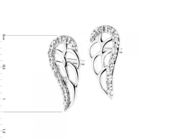 Kolczyki z białego złota z diamentami - skrzydła - 0,02 ct - próba 375