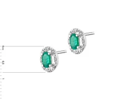 Kolczyki z białego złota z diamentami i szmaragdami - próba 585