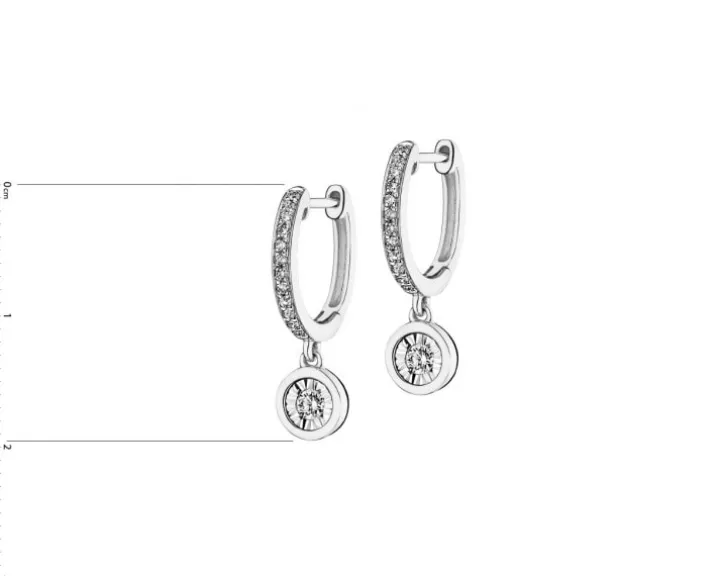 Kolczyki z białego złota z diamentami - 0,19 ct - próba 585