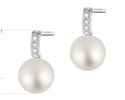 Kolczyki z białego złota z diamentami i perłami - próba 585