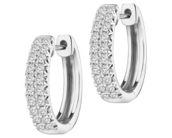 Kolczyki z białego złota z brylantami laboratoryjnymi - koła - 0,50 ct - próba 585