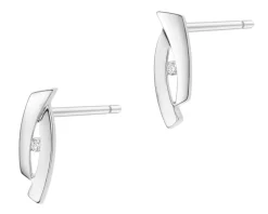 Kolczyki z białego złota z brylantami - 0,02 ct - próba 585