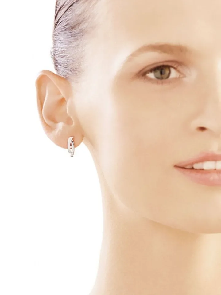 Kolczyki z białego złota z brylantami - 0,02 ct - próba 585