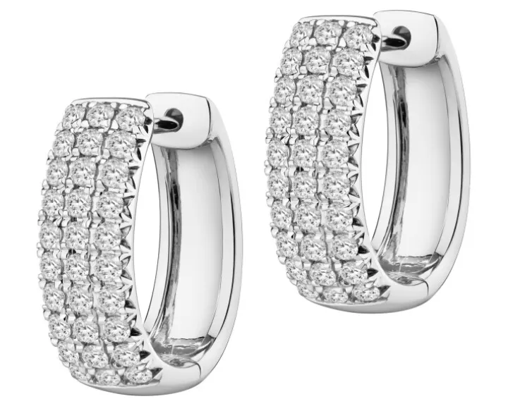 Kolczyki z białego złota z brylantami laboratoryjnymi - koła - 0,75 ct - próba 585