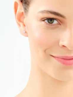 Kolczyki z białego złota z brylantami - 0,05 ct - próba 375