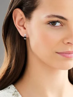 Kolczyki z białego złota z brylantami i szafirami - próba 585