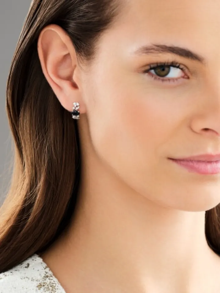 Kolczyki z białego złota z brylantami i szafirami - próba 585