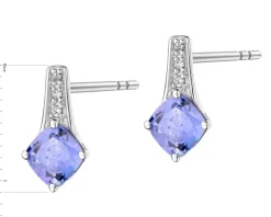 Kolczyki z białego złota z diamentami i tanzanitami - próba 585