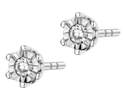Kolczyki z białego złota z brylantami - 0,05 ct - próba 375