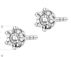Kolczyki z białego złota z brylantami - 0,05 ct - próba 375