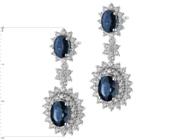 Kolczyki z białego złota z brylantami i szafirami - próba 585